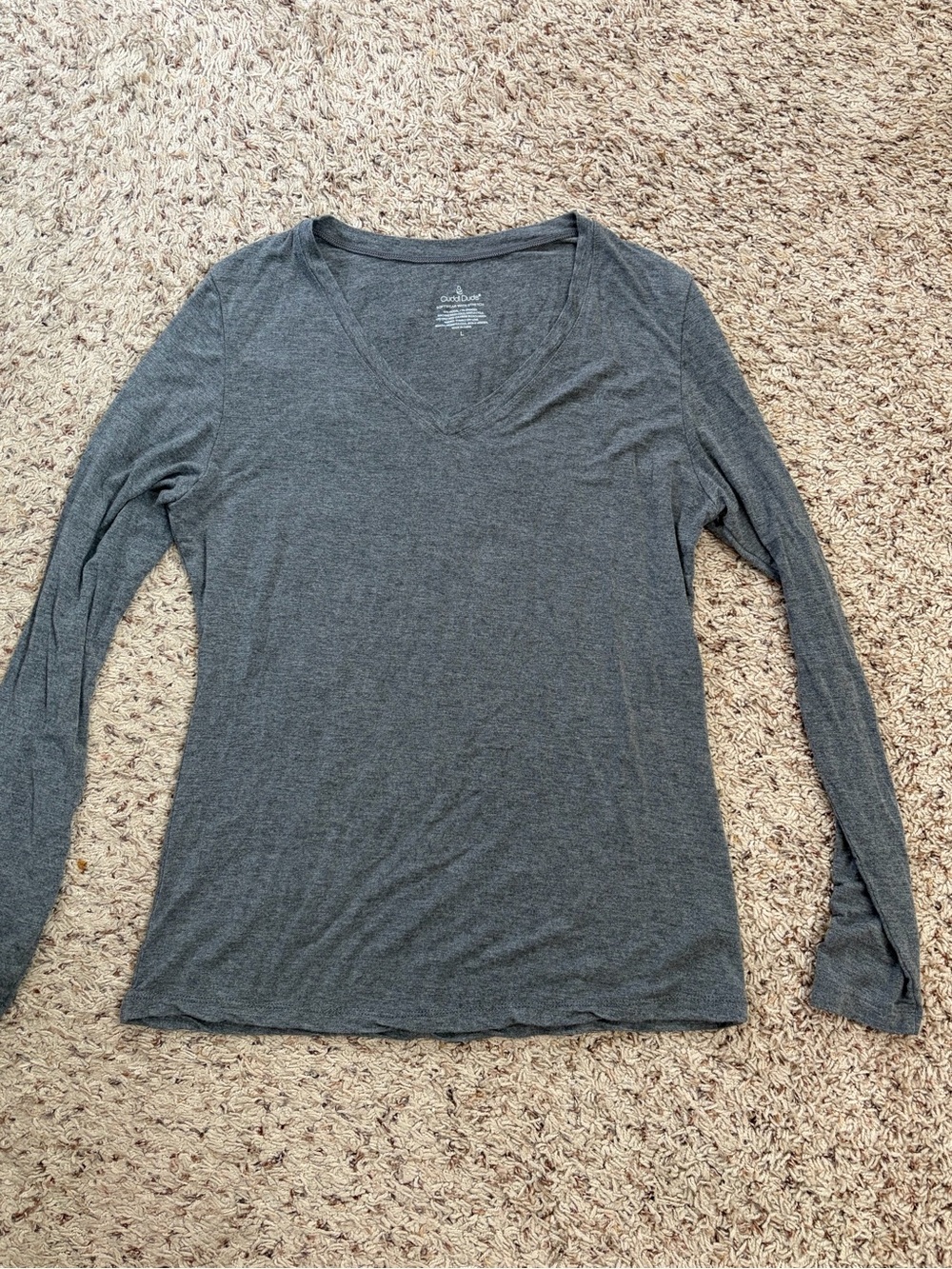 Cuddl Duds Women's V-Neck Long Sleeve Top - Gray - Large